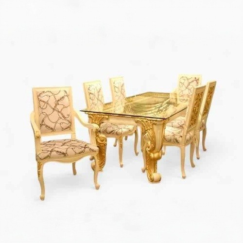 アカンサスカービング　ガラストップダイニングセット